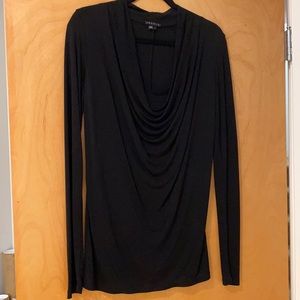 Theory Black long sleeve Top with drape neck